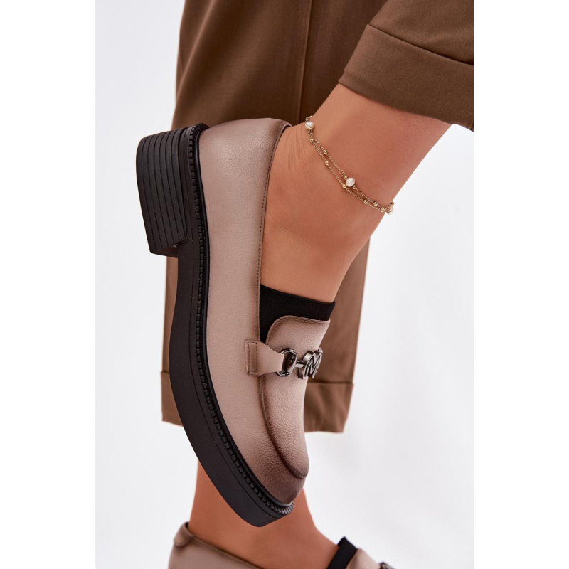 Kožené dámske mokasiny s ozdobným detailom Vinceza Béžové - Béžová