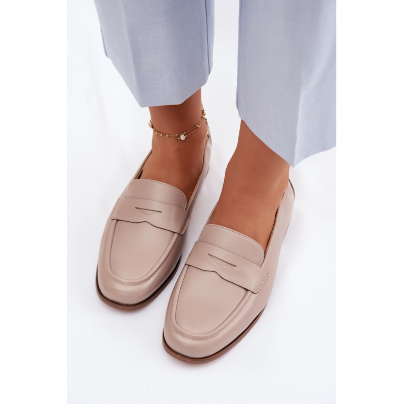 Mokasíny z prírodnej kože Vinceza Béžové - Béžová
