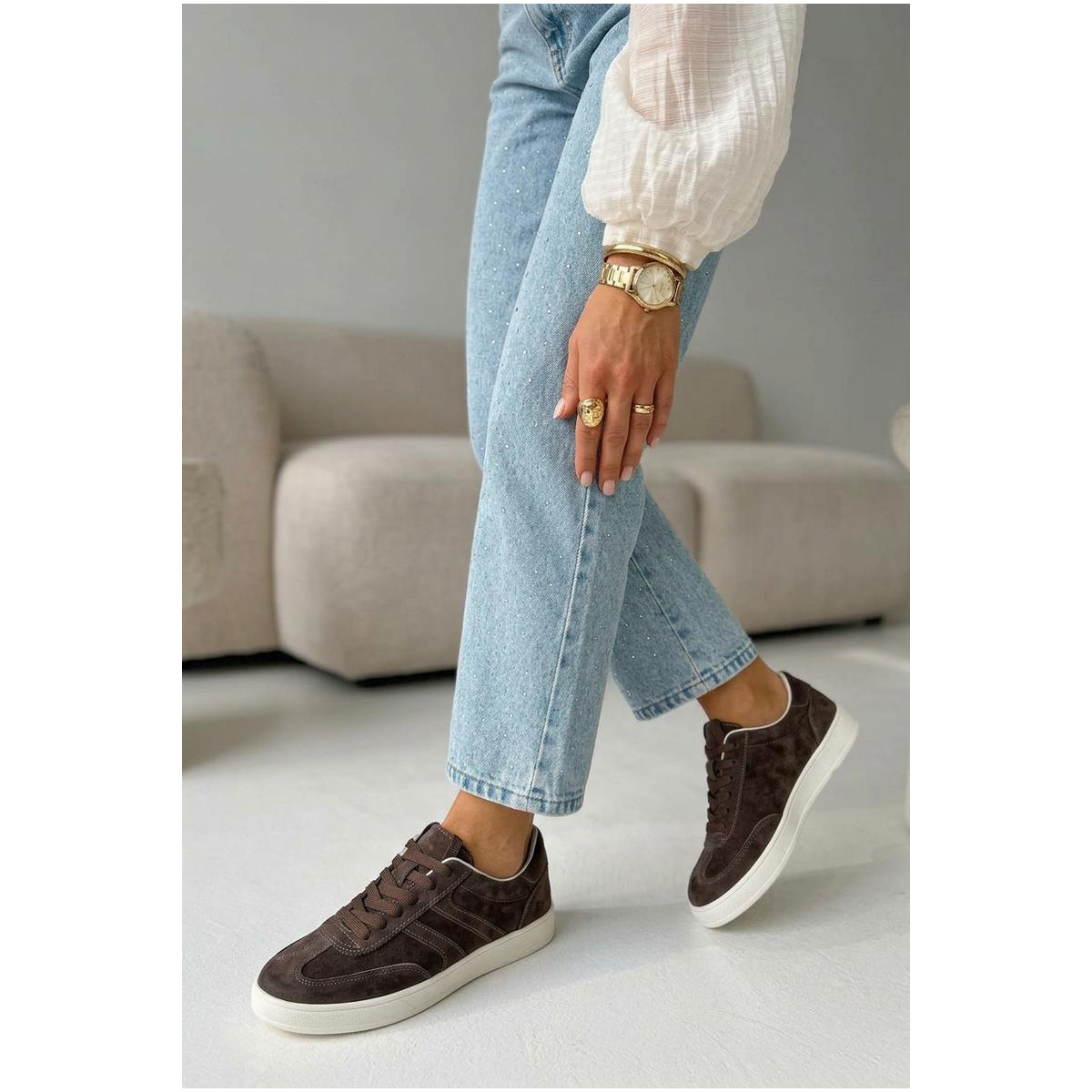Sneakersy z velúru Vinceza 95400 Čokoládové