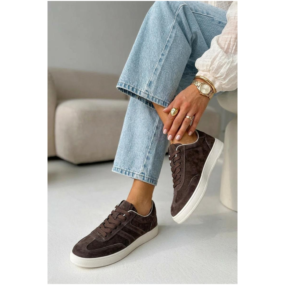 Sneakersy z velúru Vinceza 95400 Čokoládové