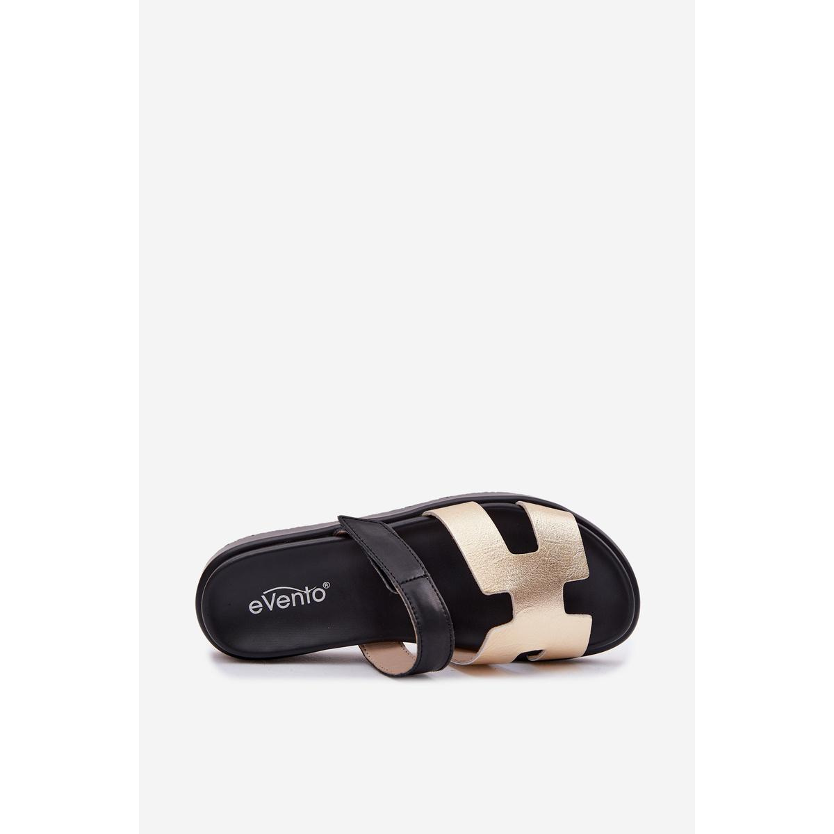 Kožené dámske šľapky s velcro Zlato Lemela - Zlatá
