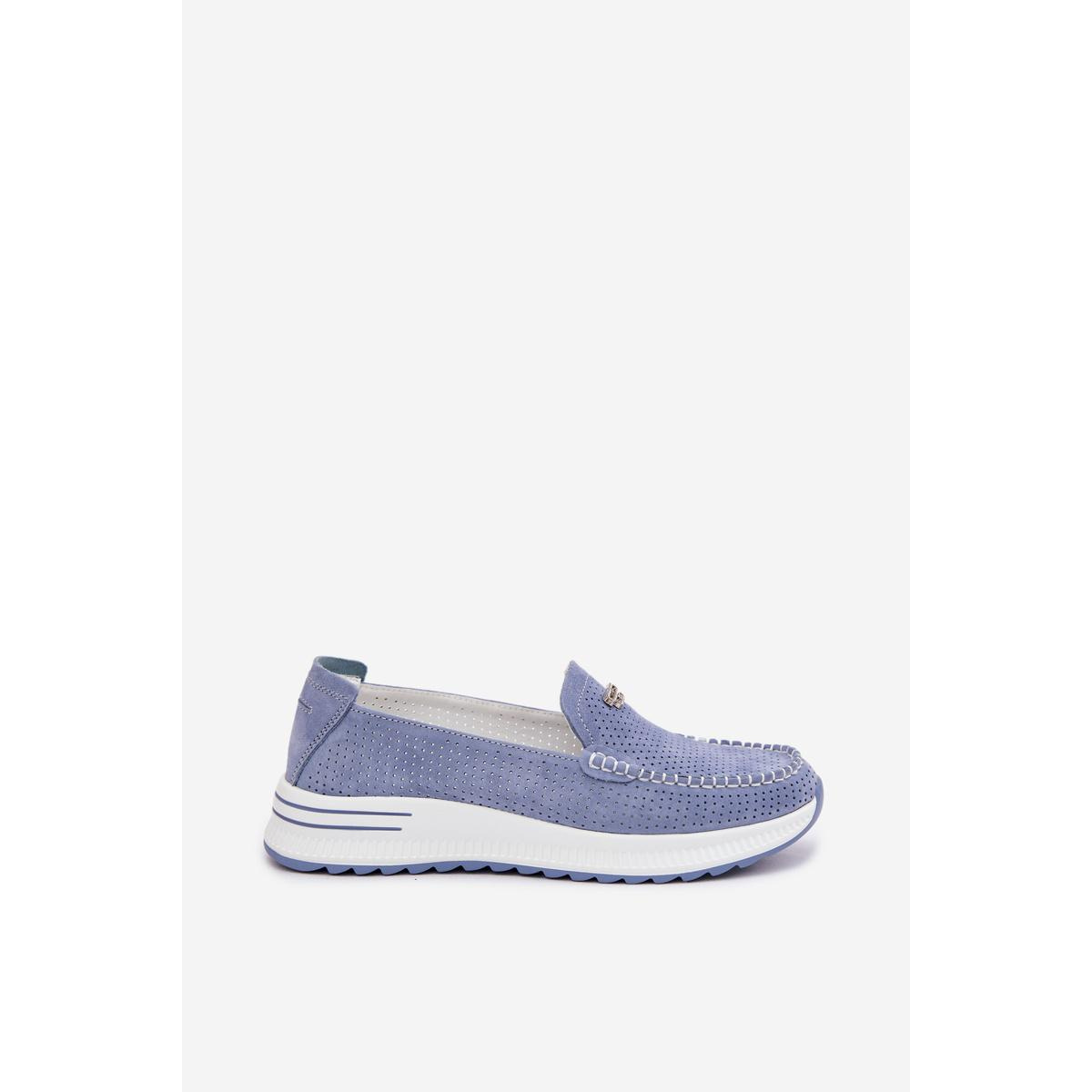 Dámske semišové mokasíny modré Demela - Modrá