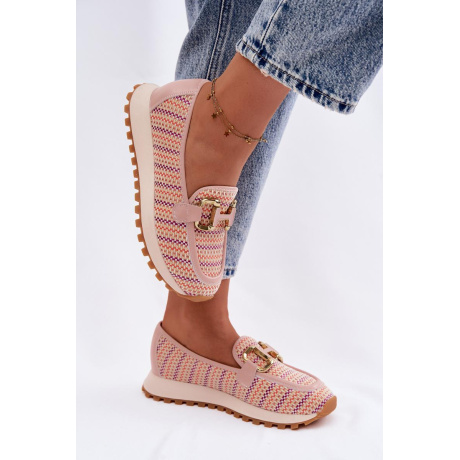 Slip On Tenisky so Zlato Detalom GOE TT2N4081 Ružové