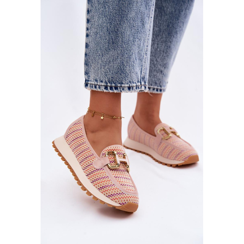 Slip On Tenisky so Zlato Detalom GOE TT2N4081 Ružové