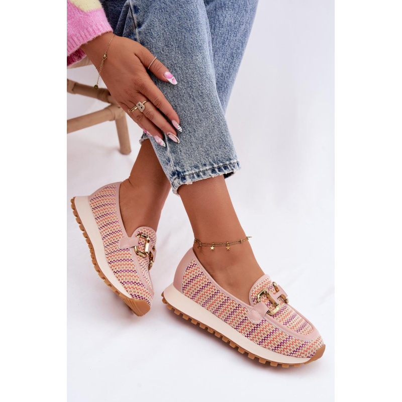 Slip On Tenisky so Zlato Detalom GOE TT2N4081 Ružové