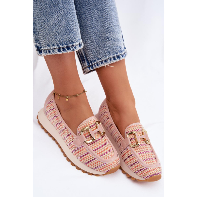 Slip On Tenisky so Zlato Detalom GOE TT2N4081 Ružové