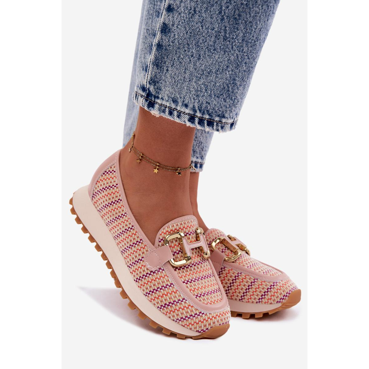 Slip On Tenisky so Zlato Detalom GOE TT2N4081 Ružové