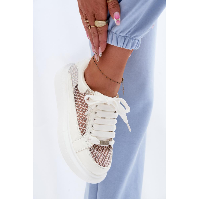 Kožené Dámske Tenisky S Dekoráciou GOE TT2N4010 Biele