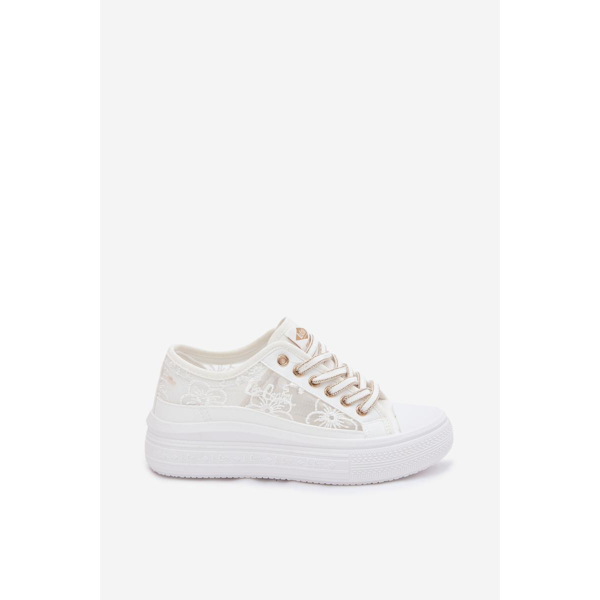 Dámske tenisky s čipkou na platforme Lee Cooper LCW-26-44-4480 Biele - Biela