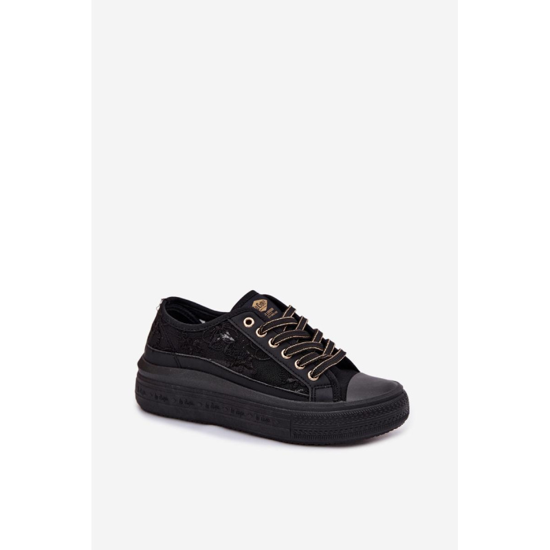 Dámske tenisky s čipkou na platforme Lee Cooper LCW-26-44-4479 Čierne - Čierna