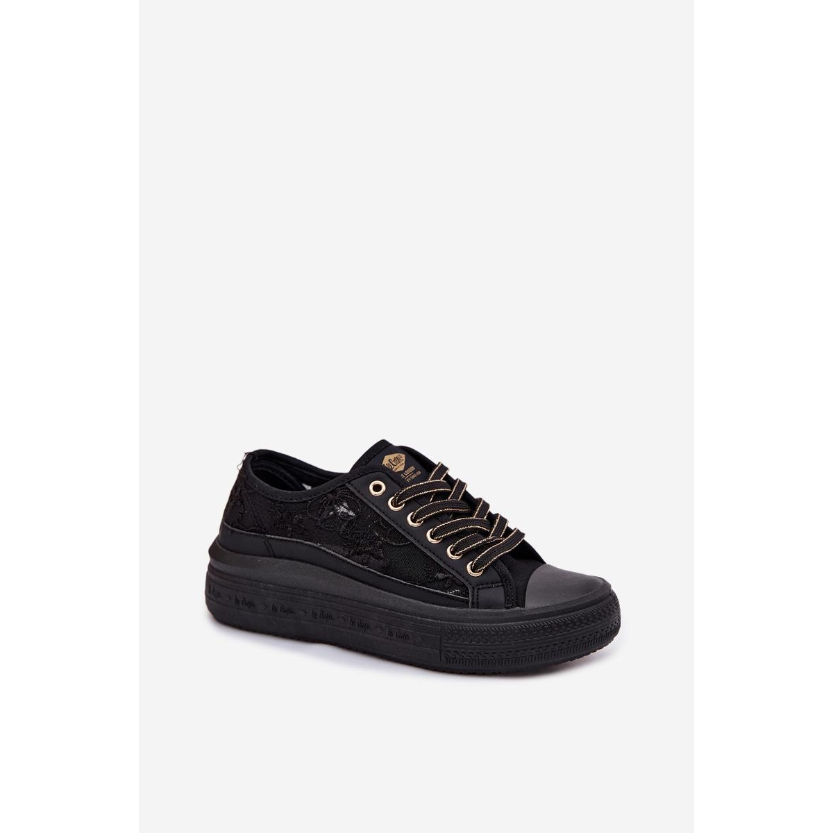 Dámske tenisky s čipkou na platforme Lee Cooper LCW-26-44-4479 Čierne - Čierna