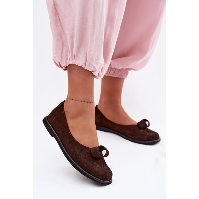 Kožené Semišové Dámske Mokasíny Zazoo 379 Čokoládové - Odtiene hnedej a béžovej