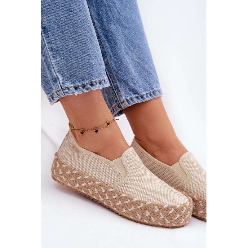Dámske Espadrile Na Platforme S Pleteným Detailom Lee Cooper LCW-26-31-4332 Béžové
