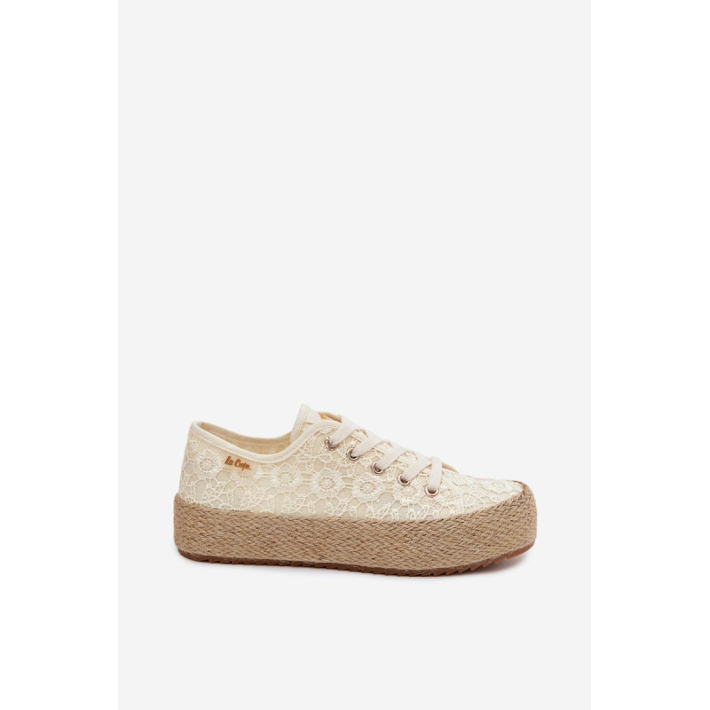 Čipkované tenisky Espadrilles na platforme Lee Cooper LCW-26-31-4328 Béžové - Béžová
