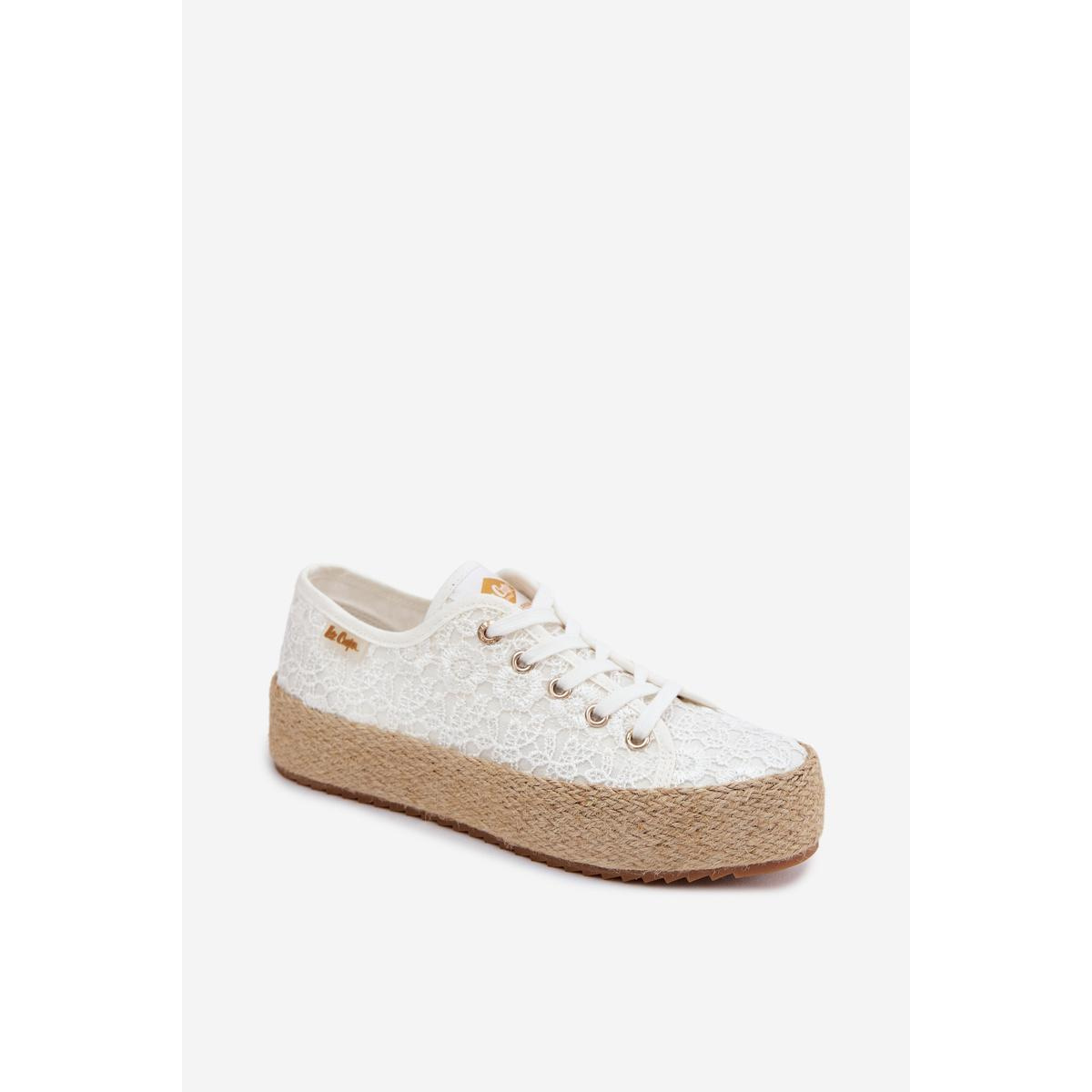 Čipkované tenisky Espadrilles na platforme Lee Cooper LCW-26-31-4326 Biele - Biela
