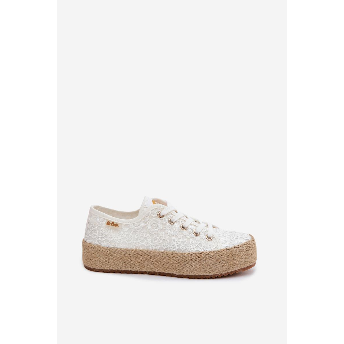 Čipkované tenisky Espadrilles na platforme Lee Cooper LCW-26-31-4326 Biele - Biela