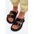 Dámske papuče z umelej kože so zlatými sponami Čierne Selissea - Čierna