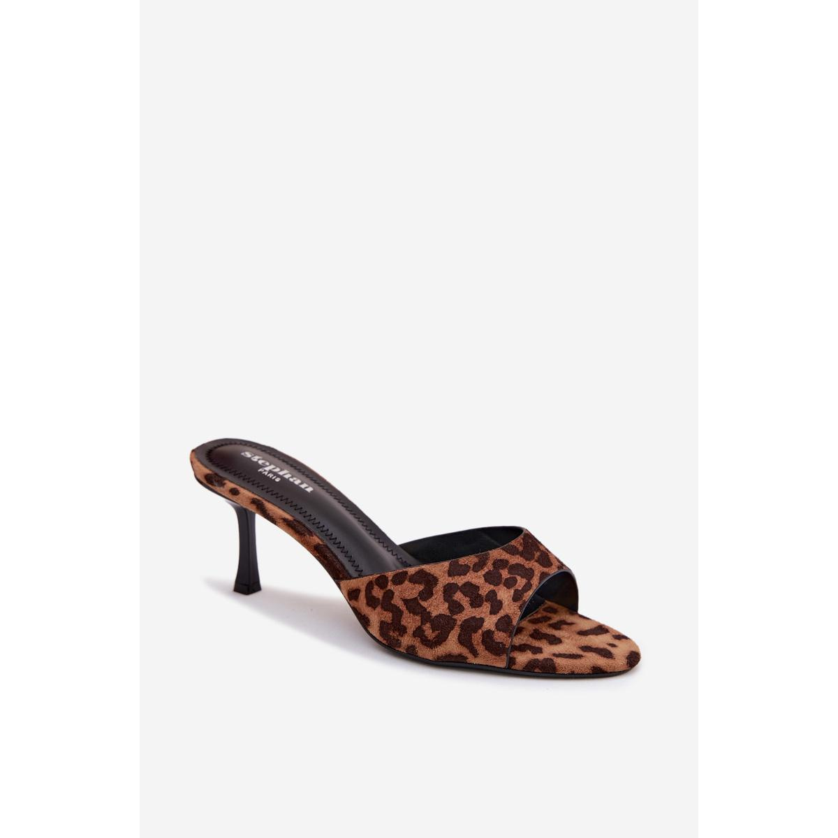Platformové šľapky z imitácie semišu s leopardím vzorom Melissea - Odtiene hnedej a béžovej