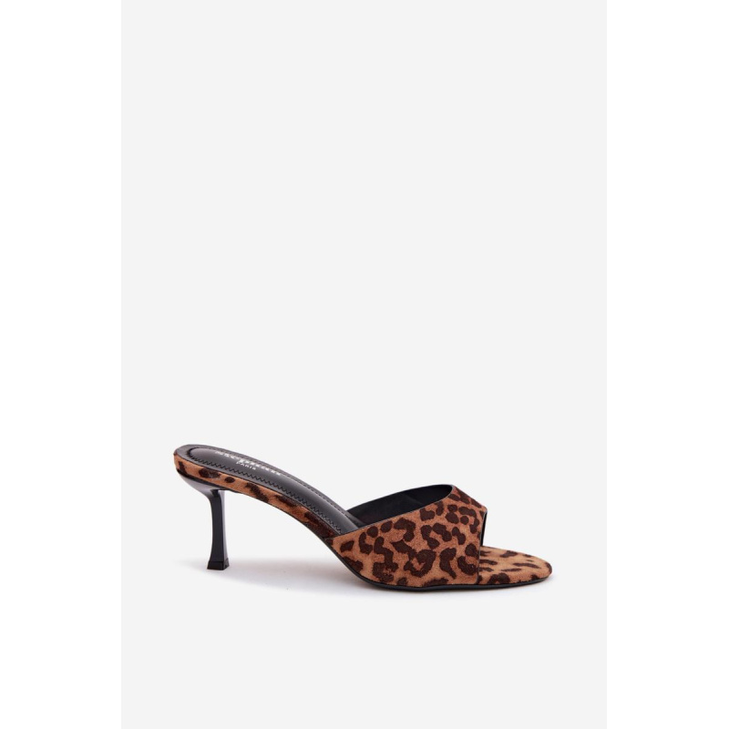 Platformové šľapky z imitácie semišu s leopardím vzorom Melissea - Odtiene hnedej a béžovej