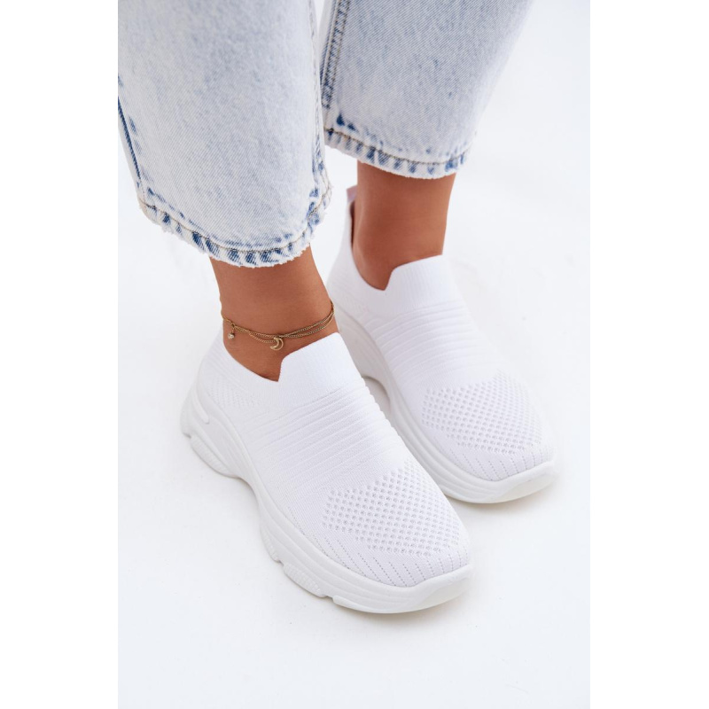 Materiálové Slip-On Dámske Športové Topánky Biele Floraine - Biela
