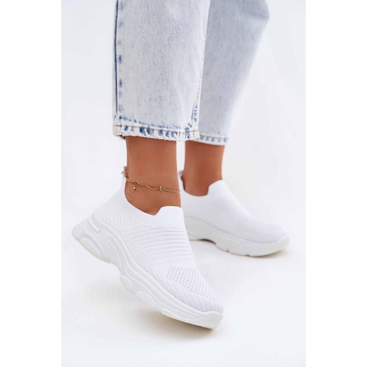 Materiálové Slip-On Dámske Športové Topánky Biele Floraine - Biela