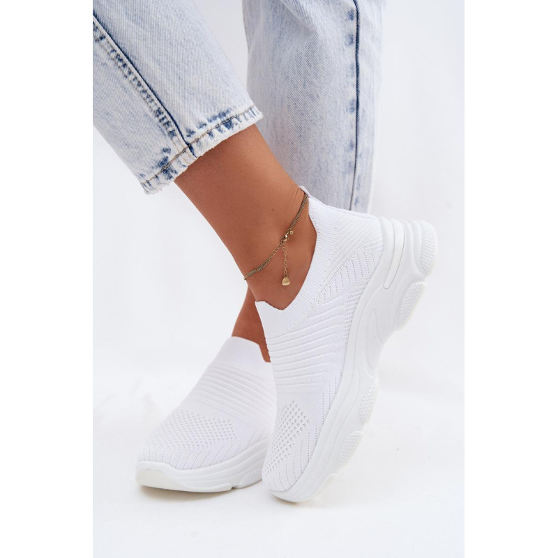 Materiálové Slip-On Dámske Športové Topánky Biele Floraine - Biela