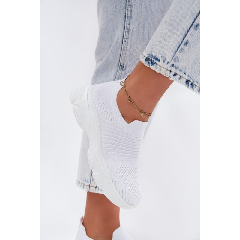 Materiálové Slip-On Dámske Športové Topánky Biele Floraine - Biela