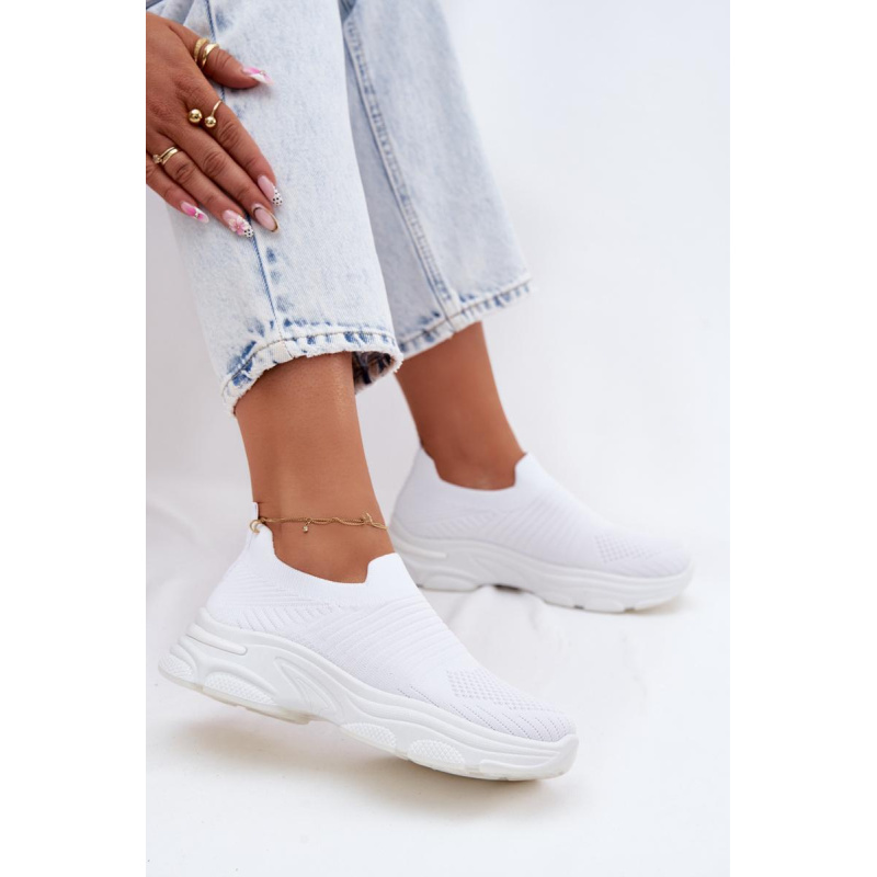 Materiálové Slip-On Dámske Športové Topánky Biele Floraine - Biela