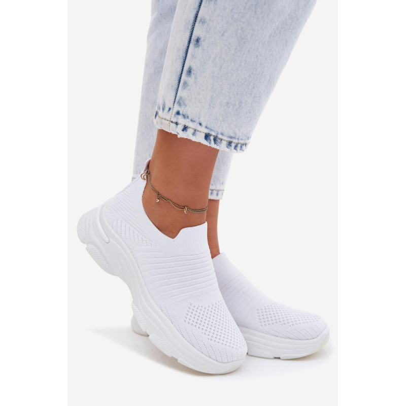 Materiálové Slip-On Dámske Športové Topánky Biele Floraine - Biela