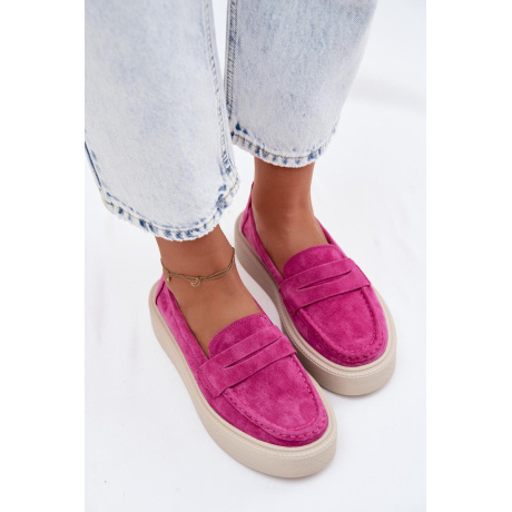 Vinceza Fuchsia mokasíny z prírodného semišu na platforme - Odtiene ružovej