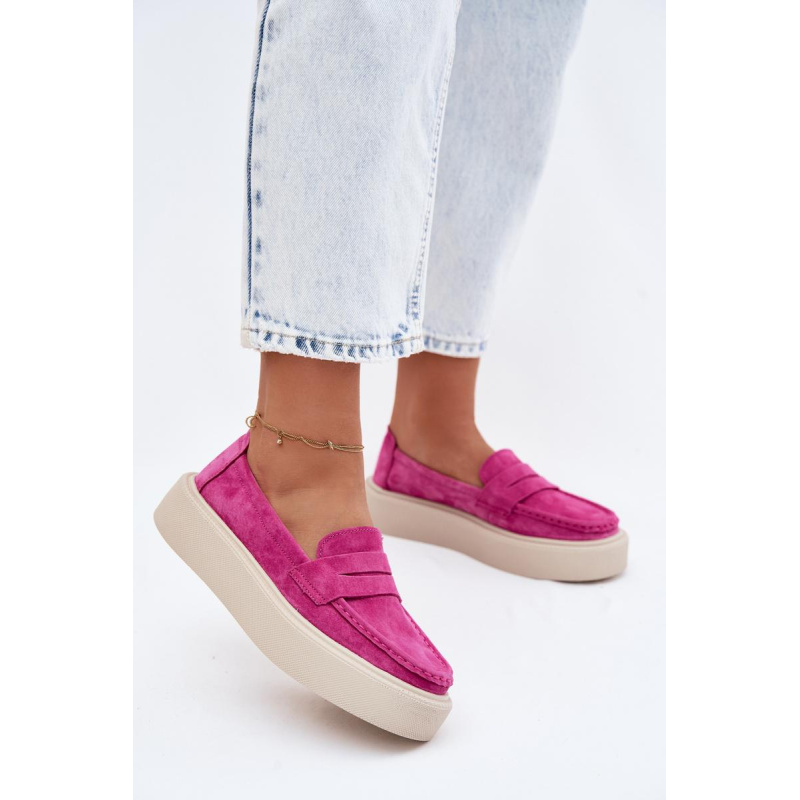 Vinceza Fuchsia mokasíny z prírodného semišu na platforme - Odtiene ružovej