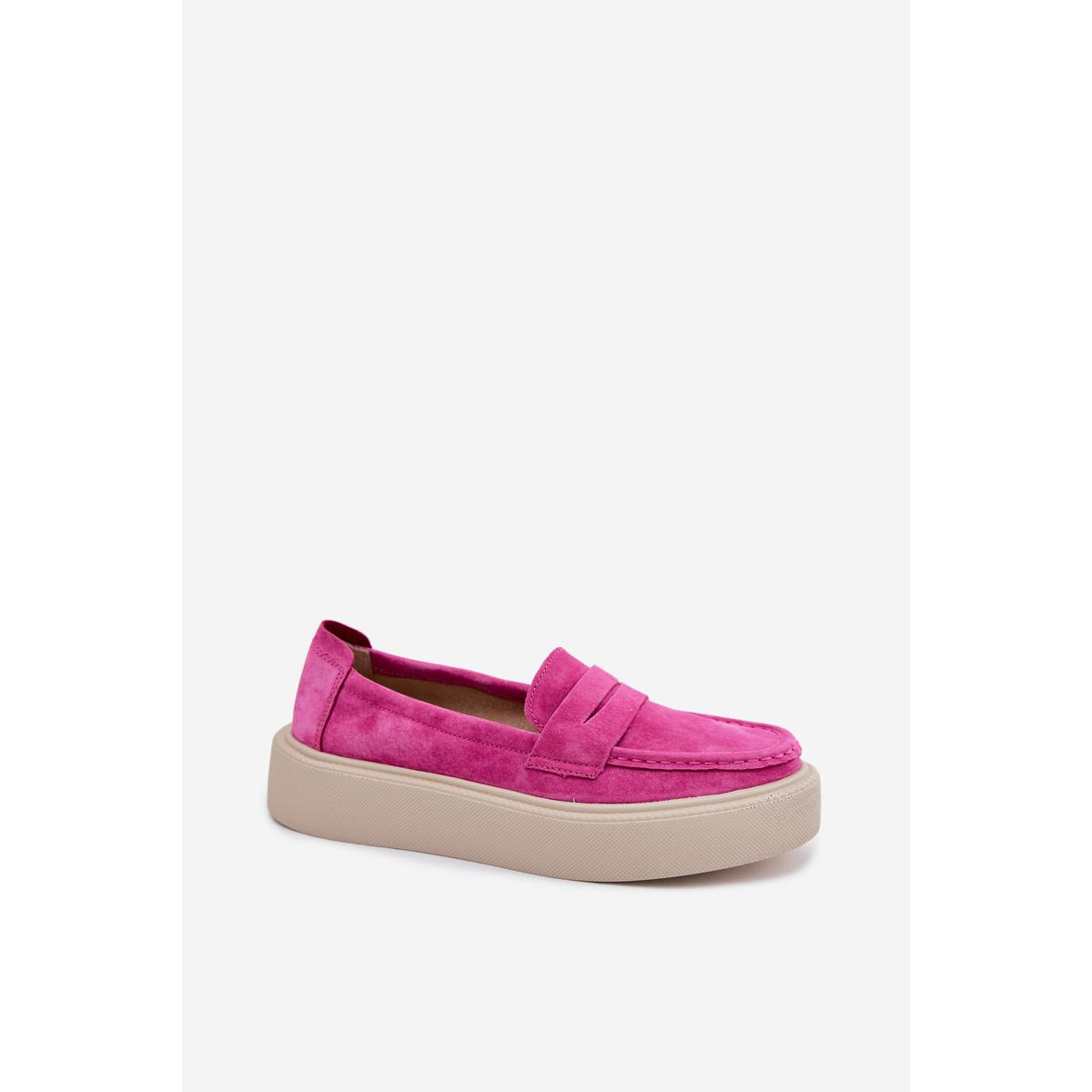 Vinceza Fuchsia mokasíny z prírodného semišu na platforme - Odtiene ružovej