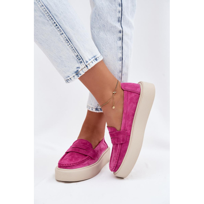 Vinceza Fuchsia mokasíny z prírodného semišu na platforme - Odtiene ružovej