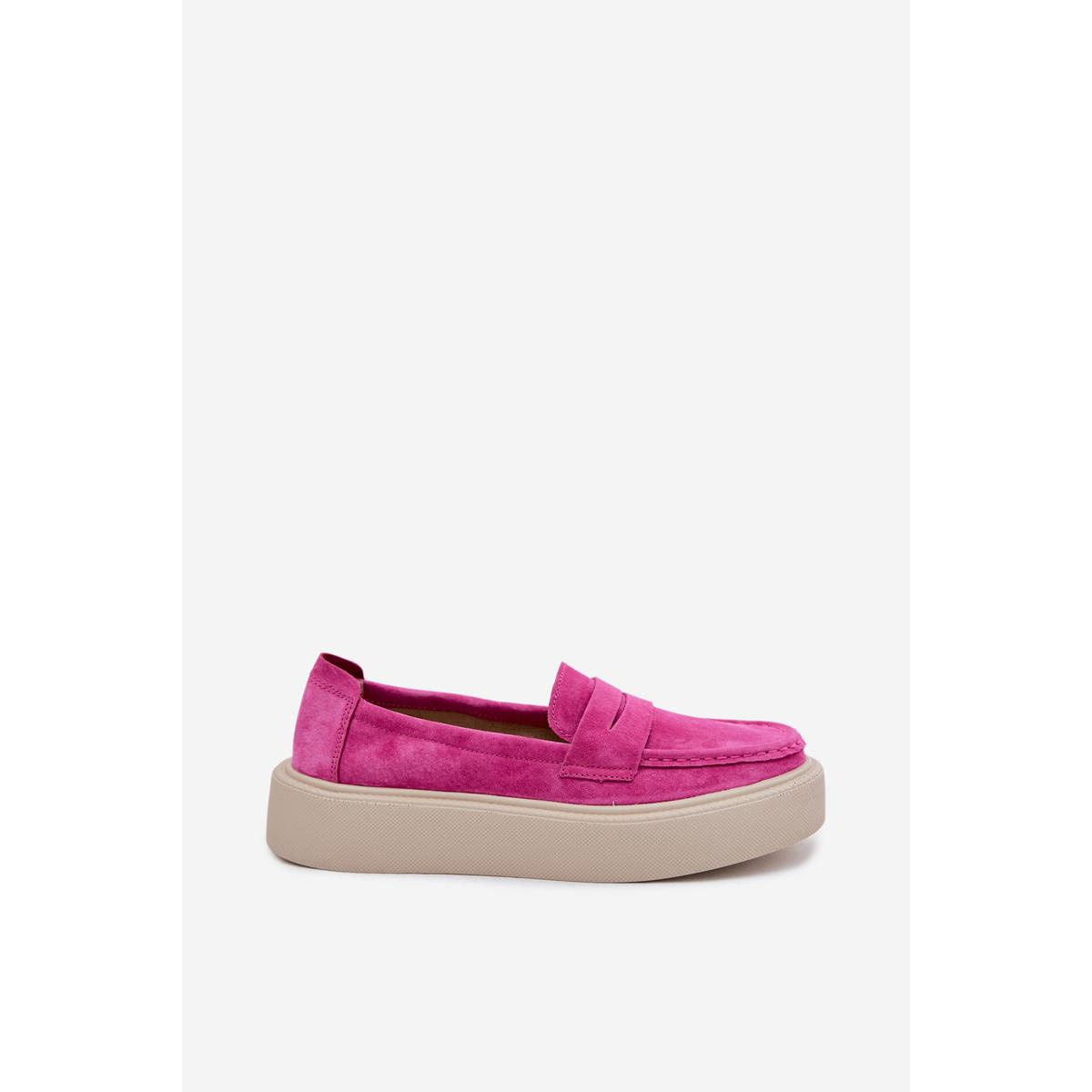Vinceza Fuchsia mokasíny z prírodného semišu na platforme - Odtiene ružovej