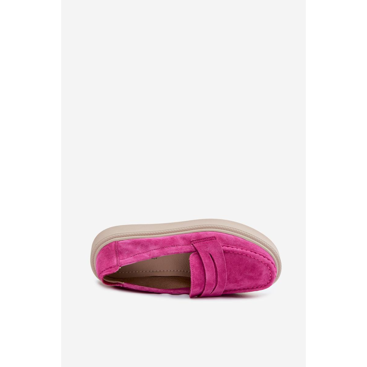 Vinceza Fuchsia mokasíny z prírodného semišu na platforme - Odtiene ružovej