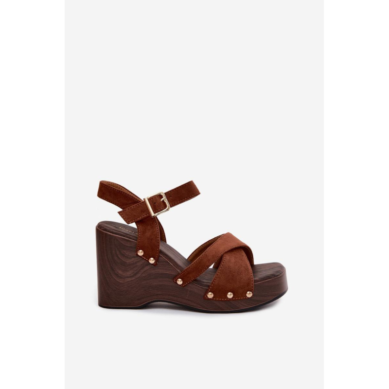 Dámske sandále na platforme so zlatými sponami Camel Velvra - Odtiene hnedej a béžovej