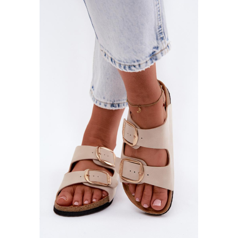 Dámske Papuče S Korkovou Podrážkou A Sponami Lee Cooper LCW-26-35-4454L Béžové - Béžová
