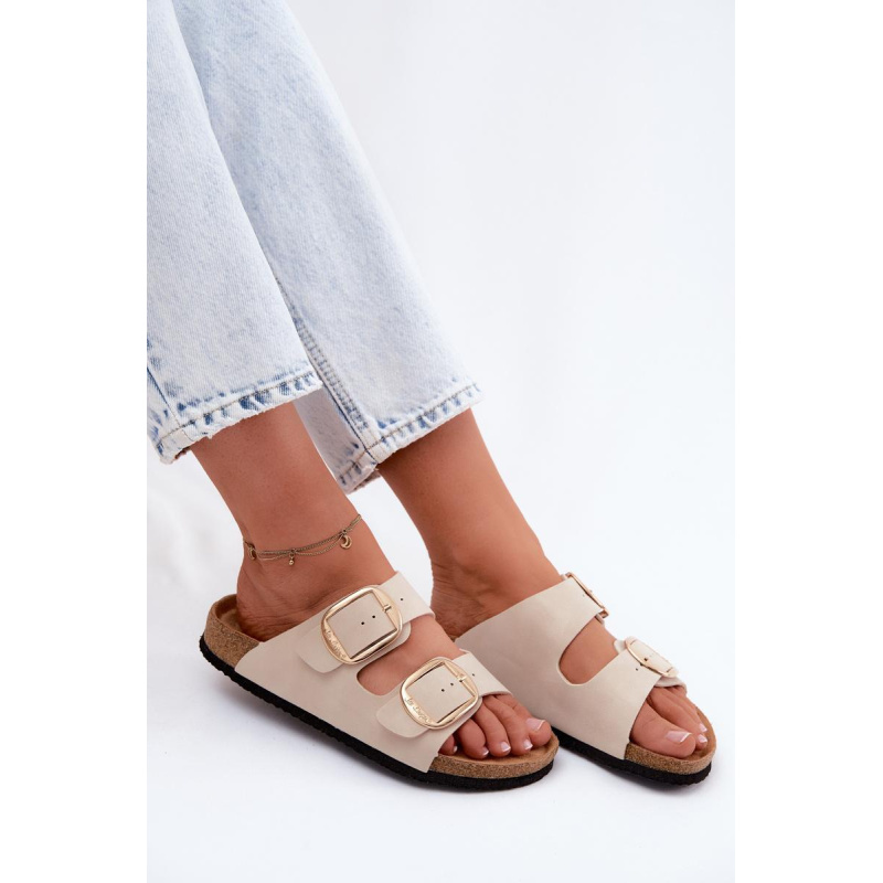 Dámske Papuče S Korkovou Podrážkou A Sponami Lee Cooper LCW-26-35-4454L Béžové - Béžová