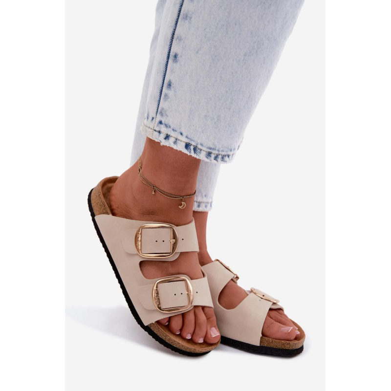 Dámske Papuče S Korkovou Podrážkou A Sponami Lee Cooper LCW-26-35-4454L Béžové - Béžová