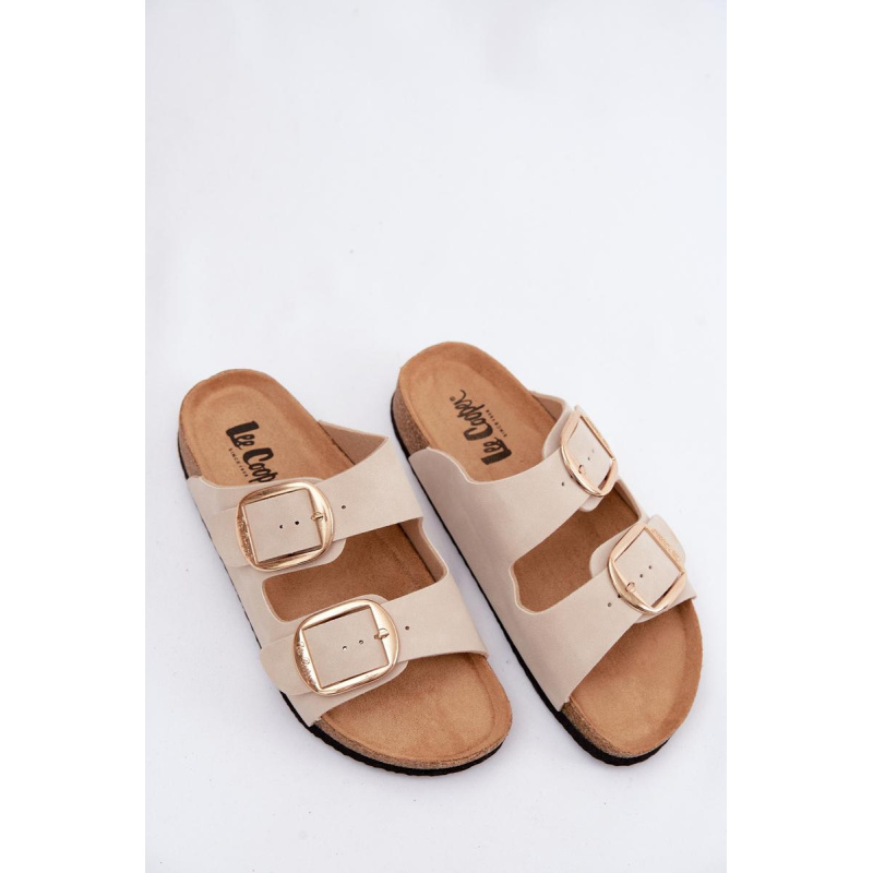 Dámske Papuče S Korkovou Podrážkou A Sponami Lee Cooper LCW-26-35-4454L Béžové - Béžová