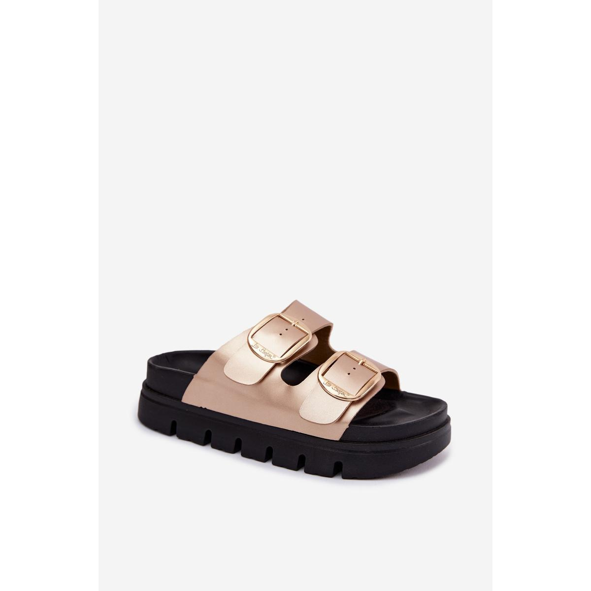 Dámske platformové sandále s prackami Lee Cooper LCW-26-35-4462L Zlaté