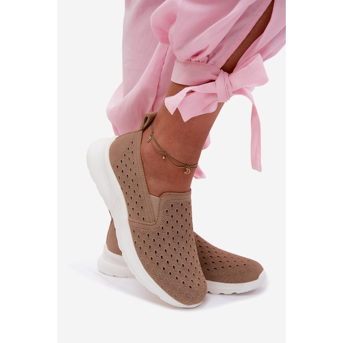 Dámske Slip-On Sietové Topánky Béžové Geressa - Béžová