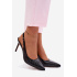 Dámske sandále na opätku z prírodnej kože Čierne Kandy - Čierna