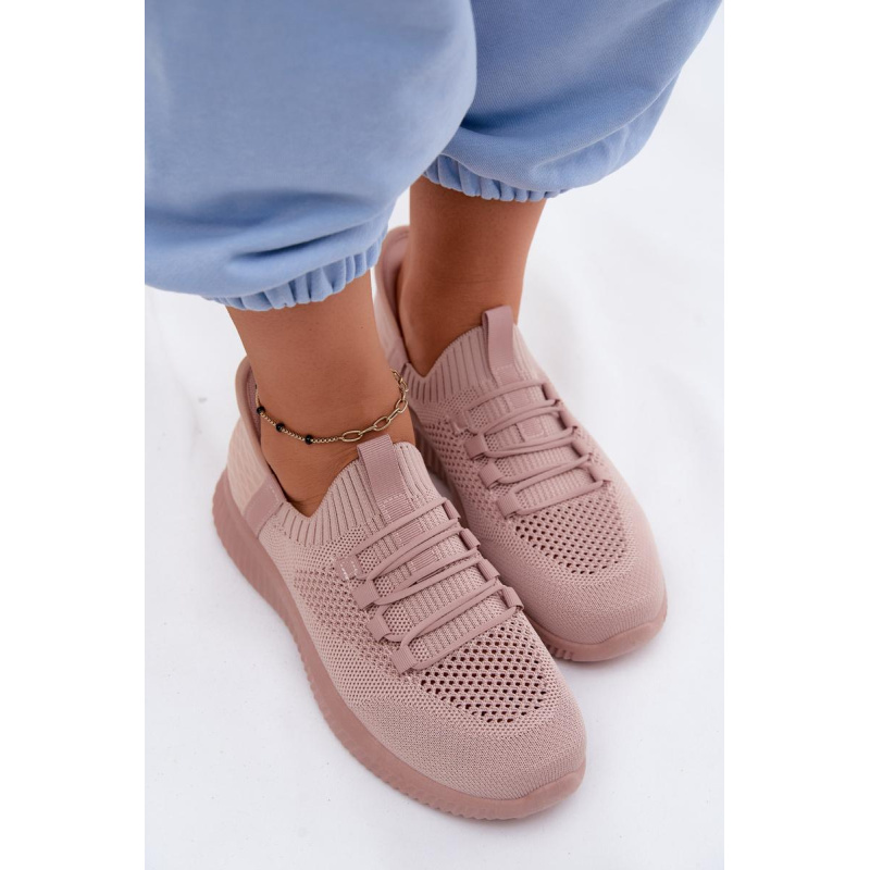 Materiálové Slip-On Dámske Športové Topánky Ružové Olive - Odtiene ružovej