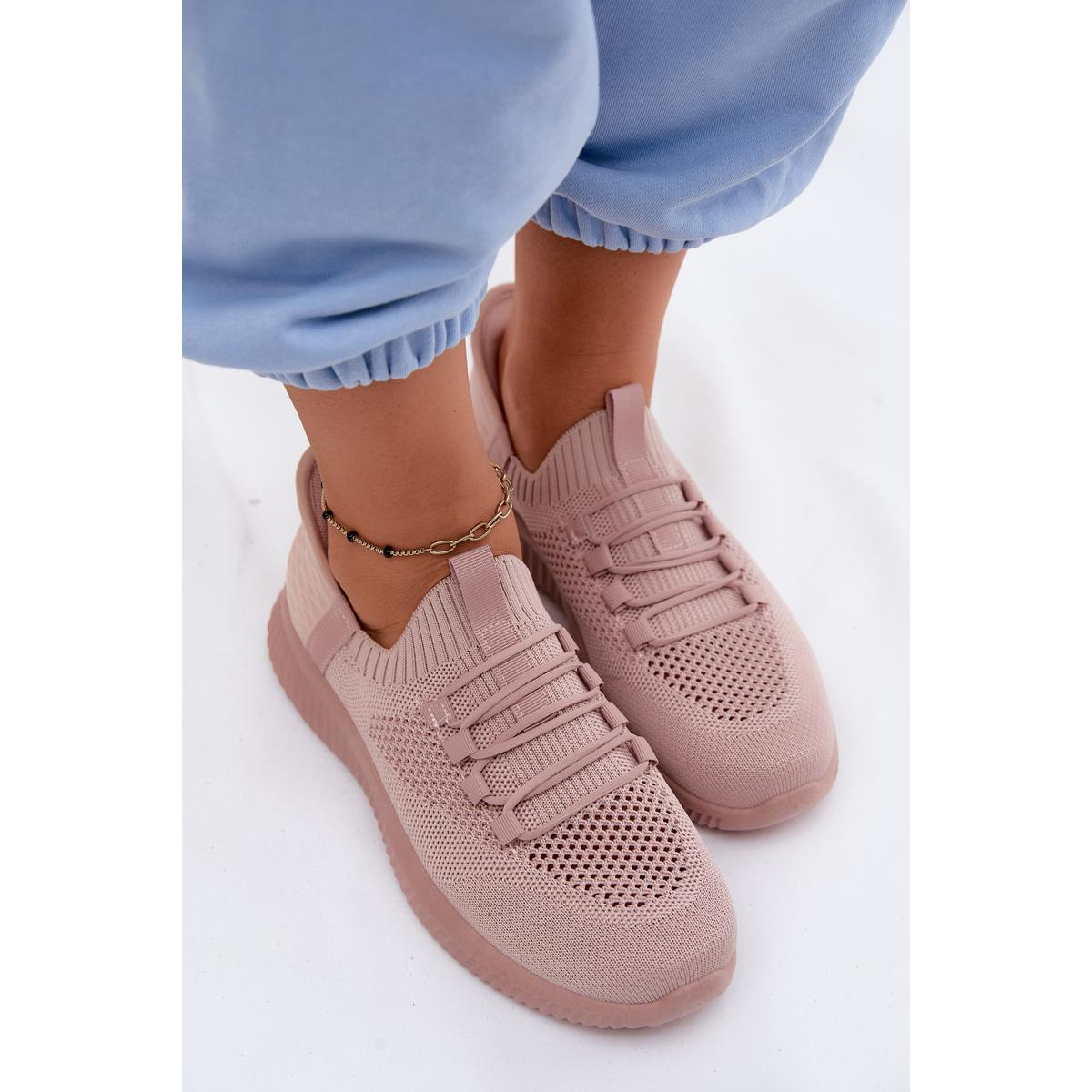 Materiálové Slip-On Dámske Športové Topánky Ružové Olive - Odtiene ružovej