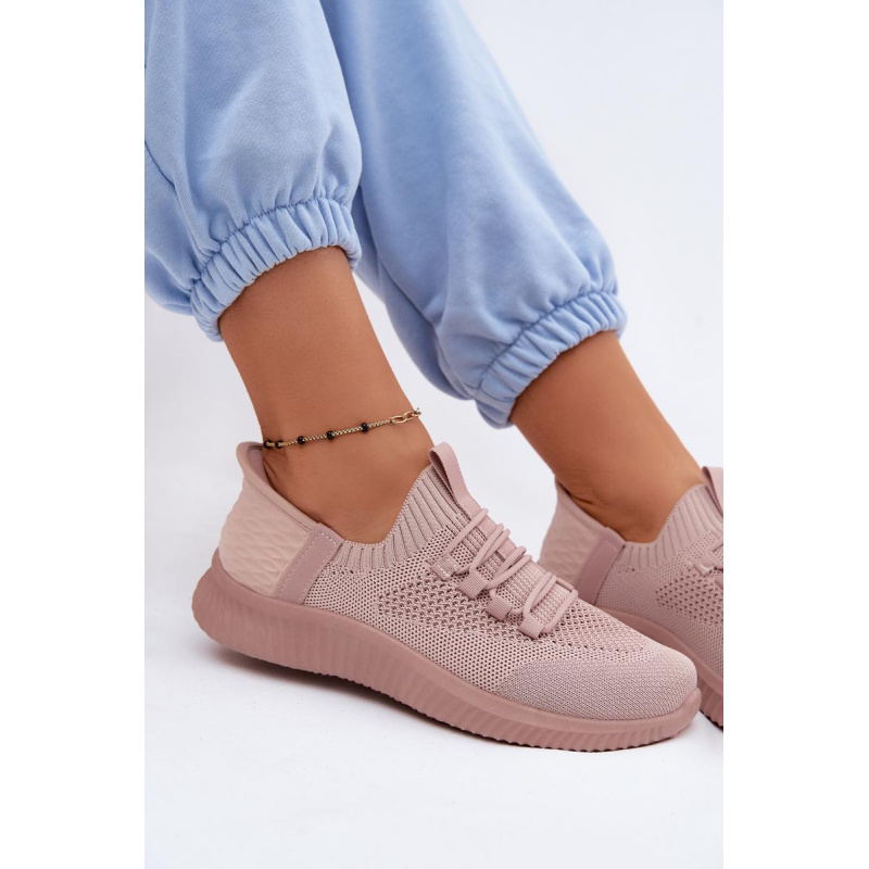 Materiálové Slip-On Dámske Športové Topánky Ružové Olive - Odtiene ružovej