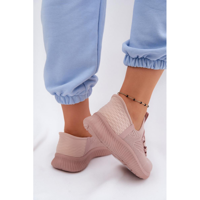Materiálové Slip-On Dámske Športové Topánky Ružové Olive - Odtiene ružovej