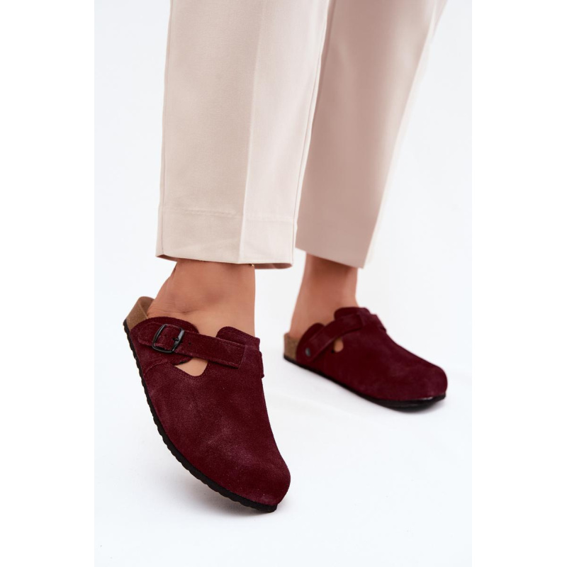 Kožené semišové šľapky Mule s prackou Zazoo 1905 slivkove - Odtiene fialovej