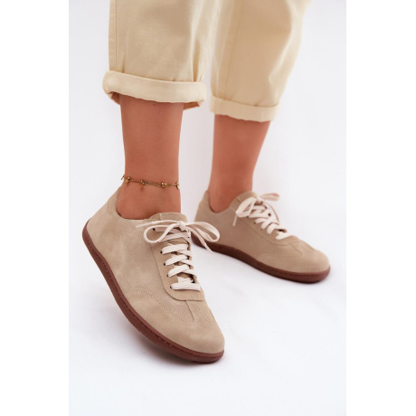 Kožené Semišové Dámske Tenisky Barefoot Zazoo N1243 Béžové