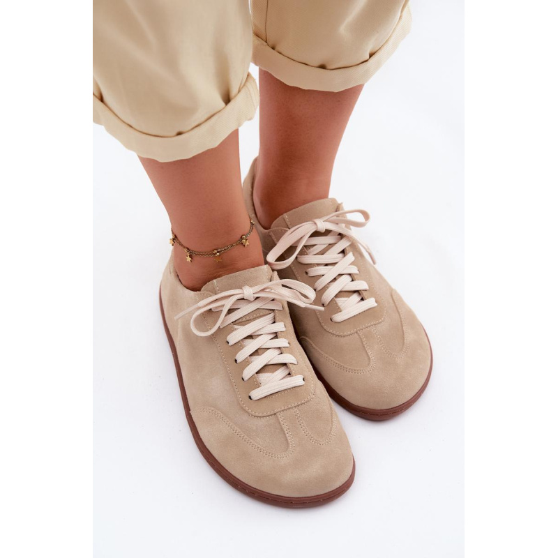 Kožené Semišové Dámske Tenisky Barefoot Zazoo N1243 Béžové